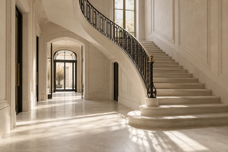 Entrée de l’hôtel particulier Saint-Ange, porte ancienne et sol de pierre restauré